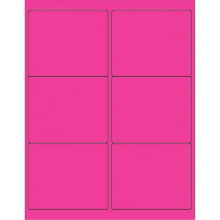 Officespace 4 x 3.33 in. Fluorescent Pink Rectangle Laser Labels, 600PK OF2821295